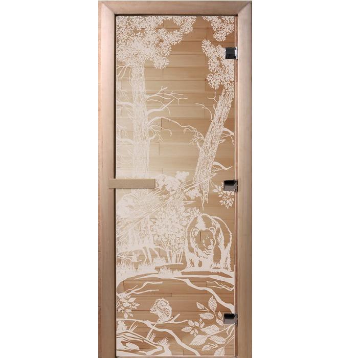Дверь для сауны стеклянная Doorwood DW00935 Мишки в лесу прозрачная 800х2000 мм
