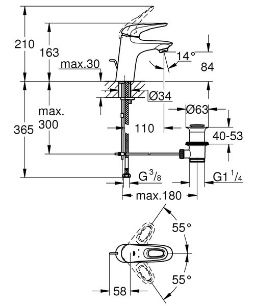 Смеситель для раковины Grohe Eurostyle New 33558003