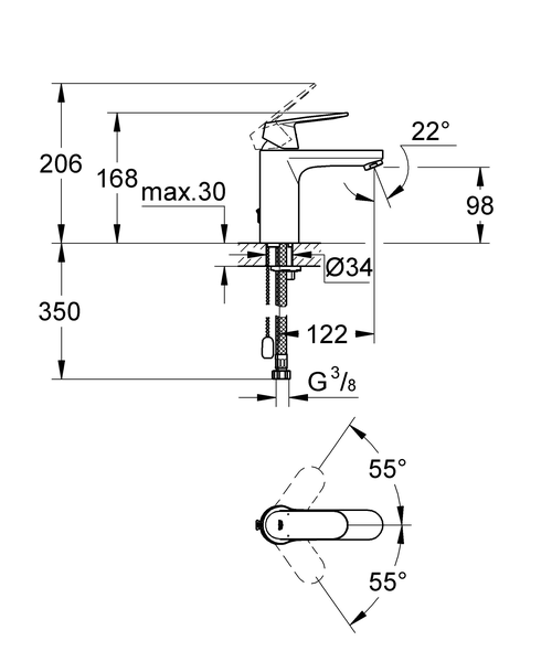 Смеситель для раковины Grohe Eurosmart Cosmopolitan 23326000