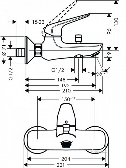 Смеситель для ванны Hansgrohe Novus 71042000