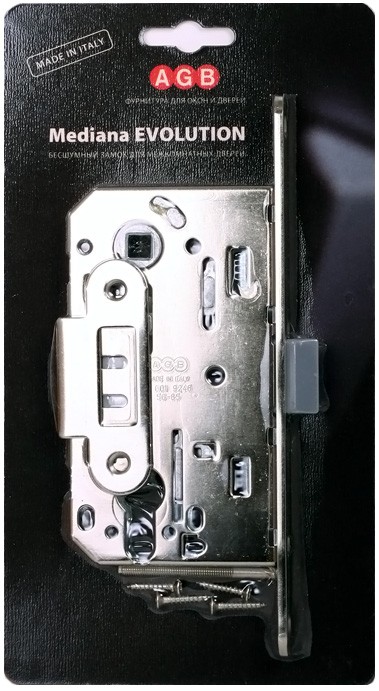 Замок межкомнатный AGB Mediana Evolution B01103 никель