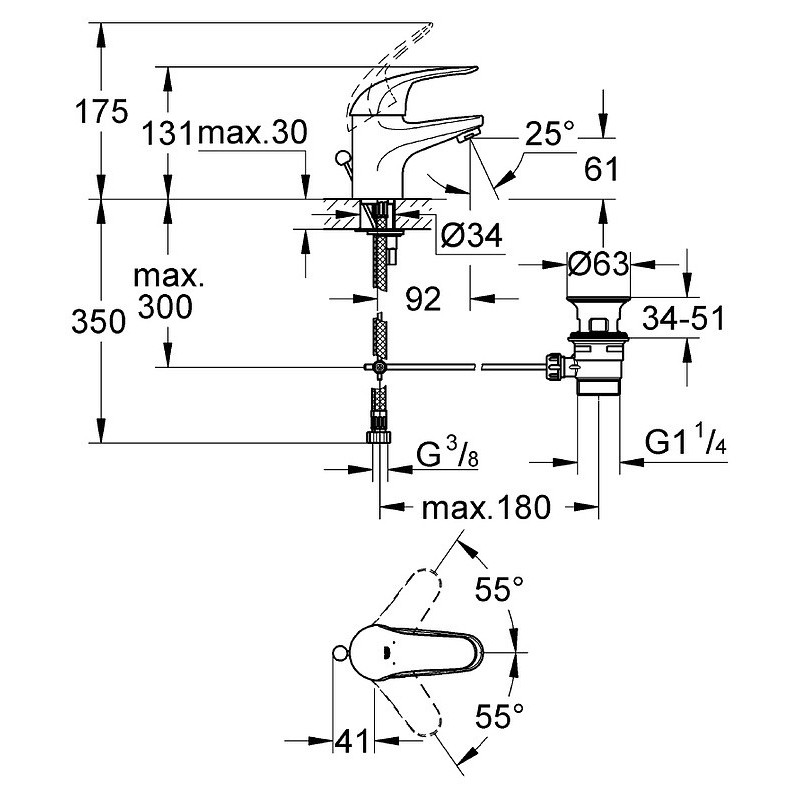 Смеситель для раковины Grohe Euroeco 23262000