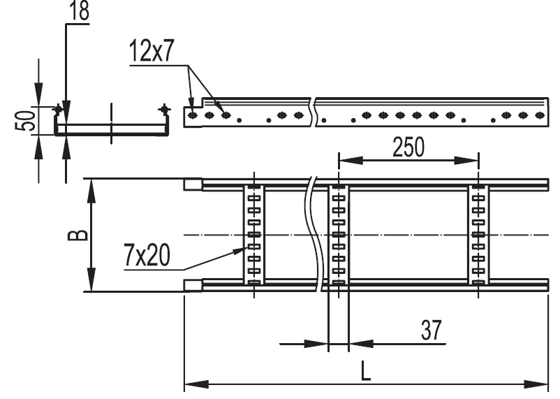 Лоток лестничный DKC LL8030 L3000 300х80 мм