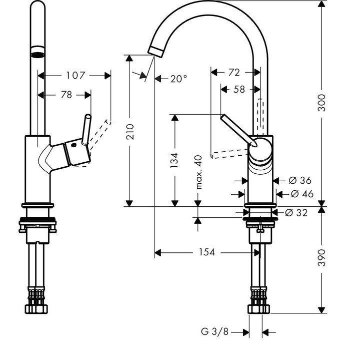 Смеситель для раковины Hansgrohe Talis 32080000 