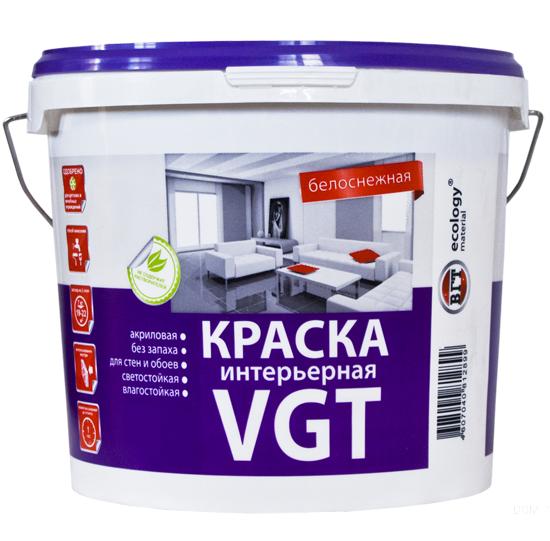 Краска интерьерная VGT ВД-АК-2180 белоснежная 1,5 кг
