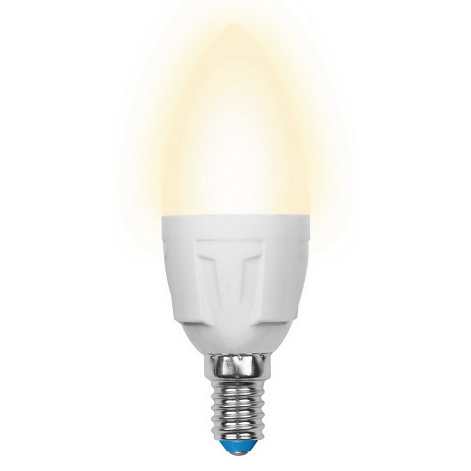 Лампа светодиодная Uniel Яркая LED-C37 7W/WW/E14/FR PLP01WH матовая 3000K
