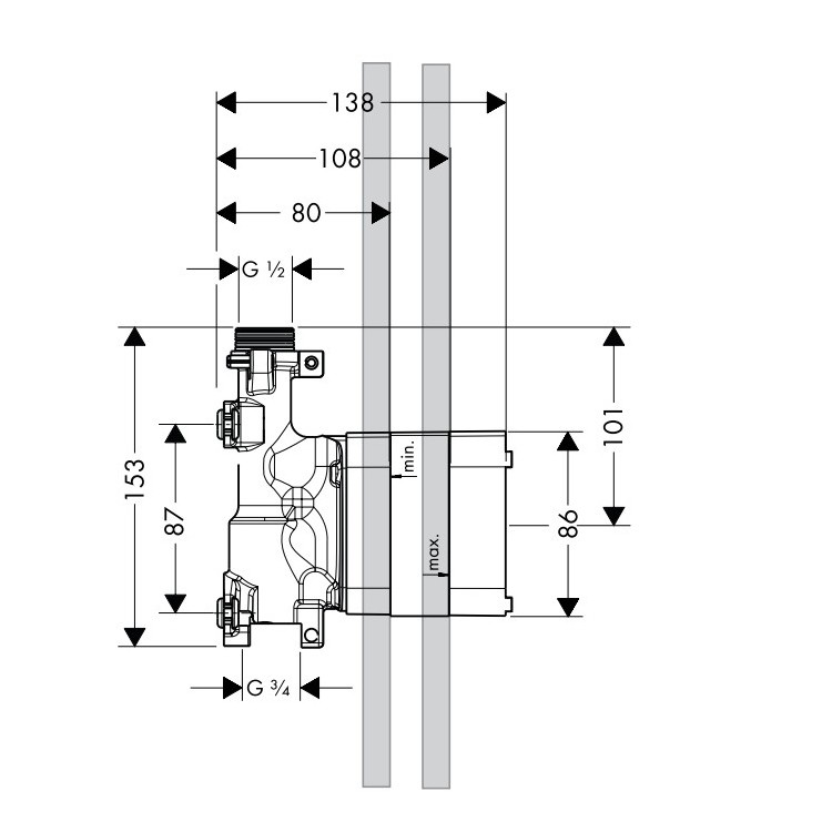 Внутренняя часть душа Hansgrohe Axor Starck 10650180