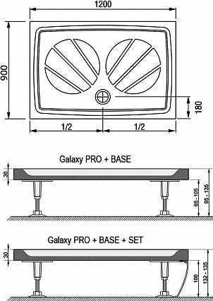 Поддон душевой Ravak Gigant Pro прямоугольный 1200x900х30 мм