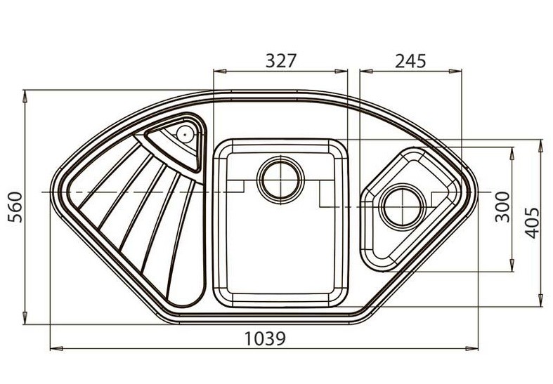 Кухонная мойка GranFest Corner GF-C1040E 1039х560 мм композитная белая угловая