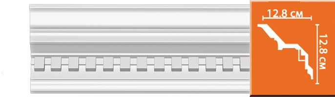 Плинтус потолочный полиуретановый Decomaster DT 5 2400х128х128 мм