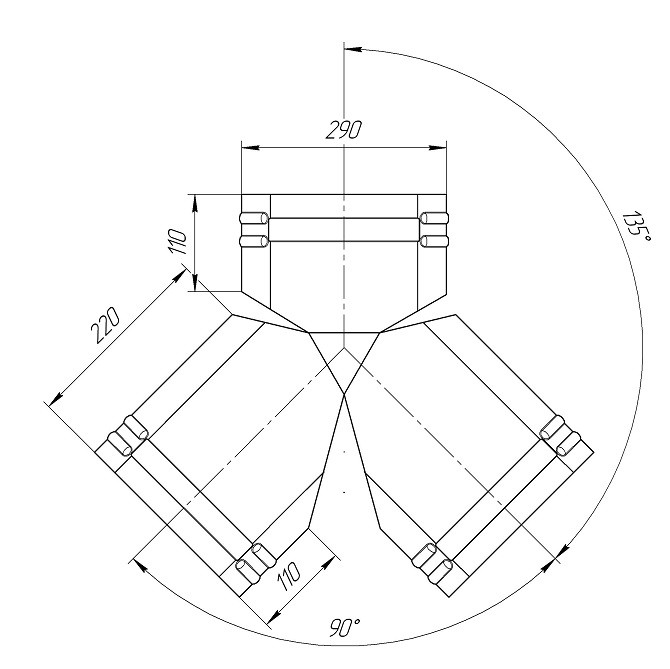 Тройник Y-образный для полукруглого конька Grand Line Velur20 Ral 7024