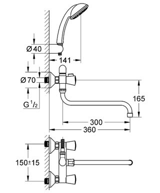 Смеситель для ванны Grohe Costa S 2679210A