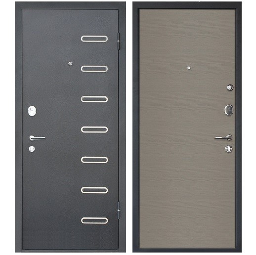 Дверь входная металлическая МеталЮр М29 правая 2050х960 мм снаружи металл Черный бархат внутри МДФ Дуб французский серый