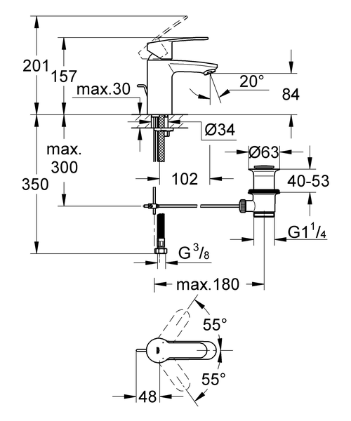Смеситель для раковины Grohe Eurostyle Cosmopolitan 3355220E