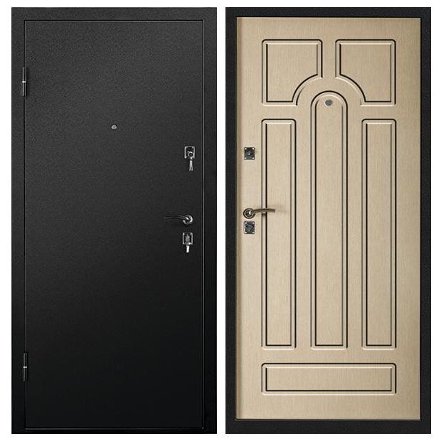 Дверь входная металлическая Промет С1 Аккорд левая 2050х880 мм снаружи металл Черный муар внутри МДФ Дуб Пикар