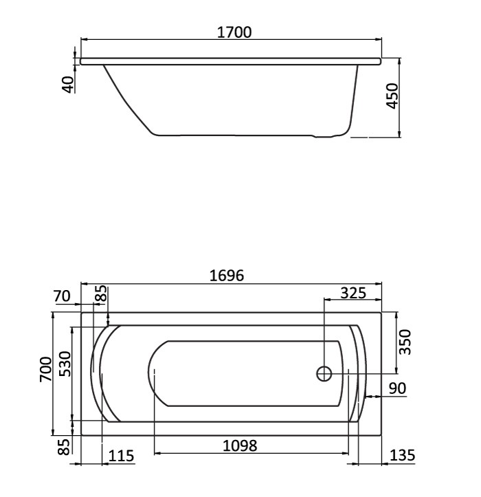 Ванна акриловая Santek Монако 1WH112319 170х70 см