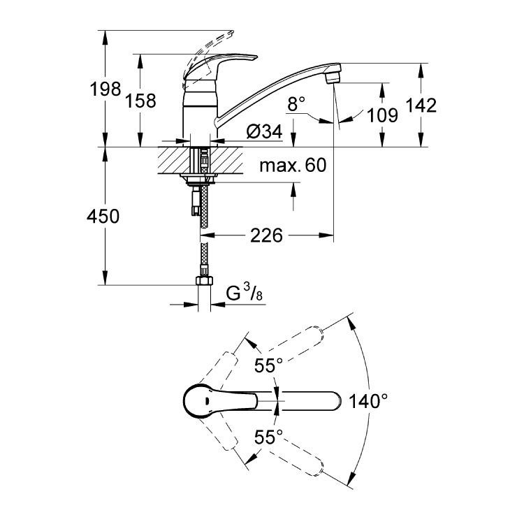 Смеситель для кухни Grohe Eurosmart 33281001