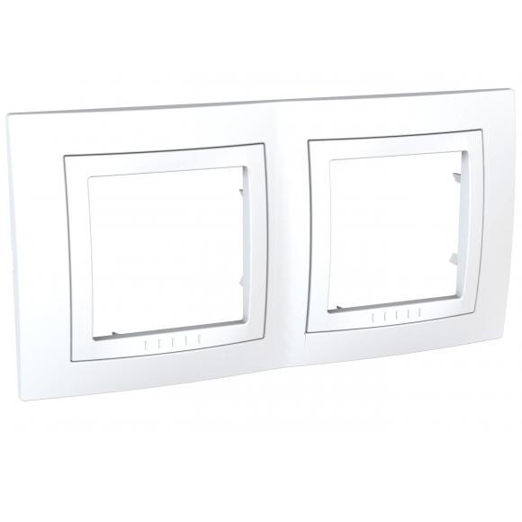Рамка двухместная Schneider Electric Unica MGU2.004.18 с декоративным элементом белая