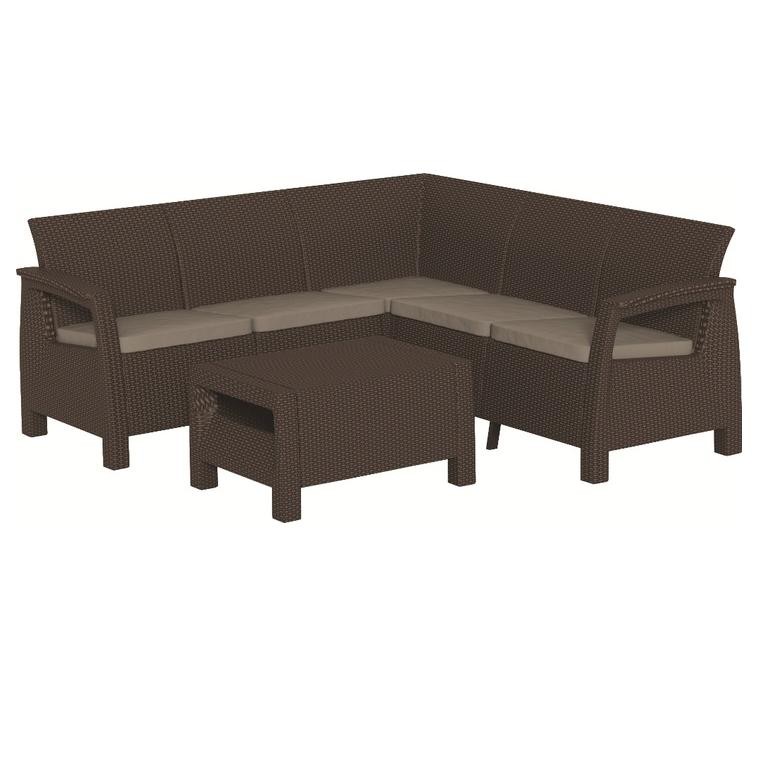 Комплект мебели Keter Corfu Relax set коричневый - серо-бежевый