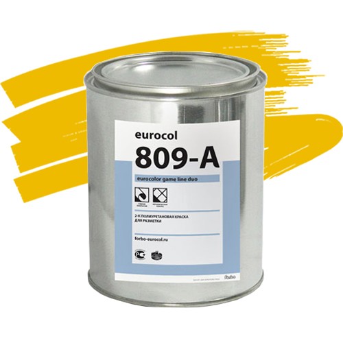 Краска полиуретановая Forbo Eurocolor 809-A Game Line Duo для разметки желтая 0,5 кг