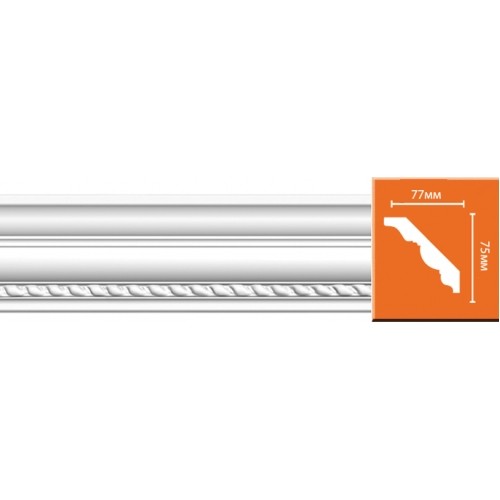 Плинтус потолочный полиуретановый Decomaster 95349 2400х77х75 мм