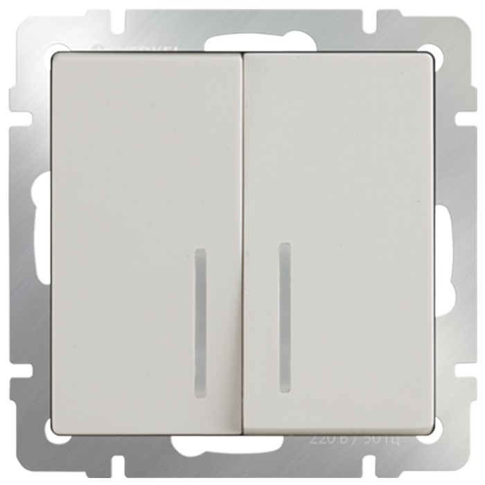 Механизм выключателя Werkel WL03-SW-2G-LED-ivory двухклавишный с индикатором Слоновая кость
