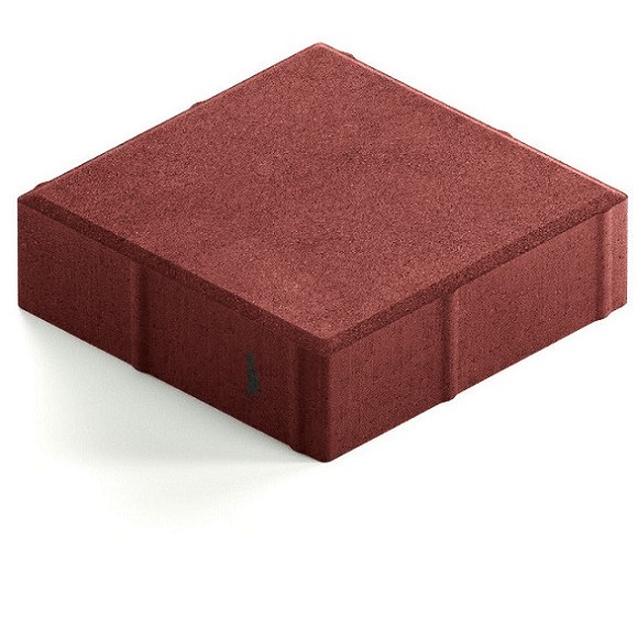 Тротуарная плитка Steingot Практик 60 из серого цемента с полным прокрасом квадрат красная 200х200х60 мм