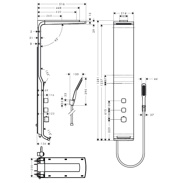 Душевая панель Hansgrohe Raindance Lift 27008400