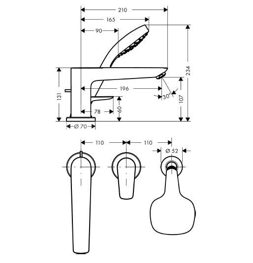 Смеситель на борт ванны Hansgrohe Talis E 71731000