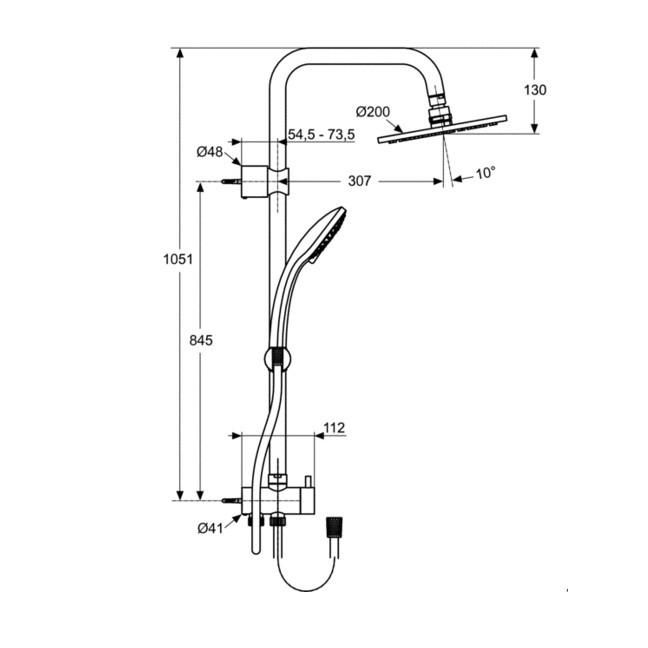 Стойка душевая Ideal Standard Idealrain Soft A5691AA