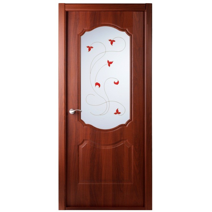 Дверное полотно Belwooddoors Перфекта Итальянский орех стекло мателюкс белый витраж 2000х900 мм