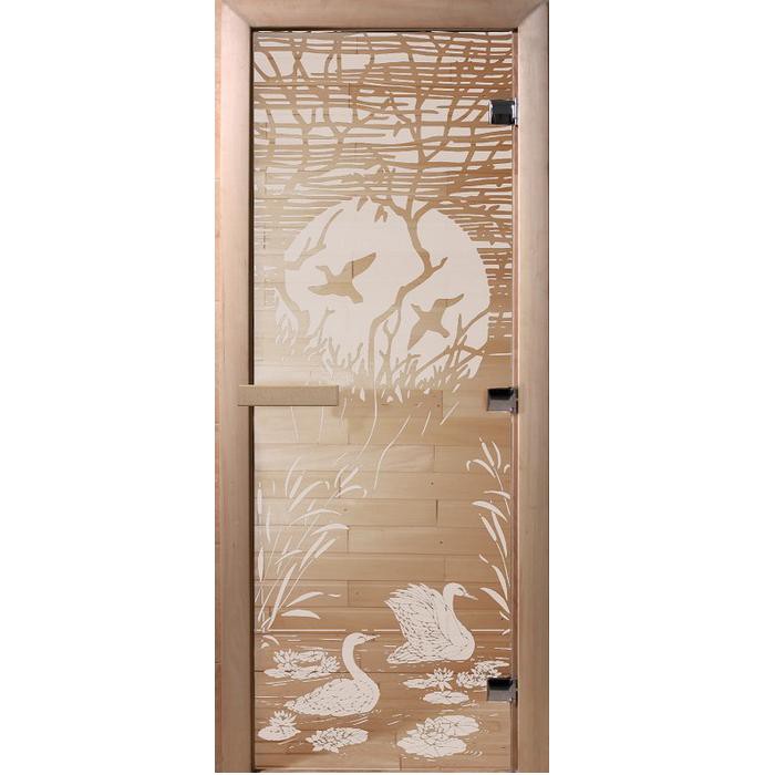 Дверь для сауны стеклянная Doorwood DW00948 Лебединое озеро прозрачная 800х2000 мм