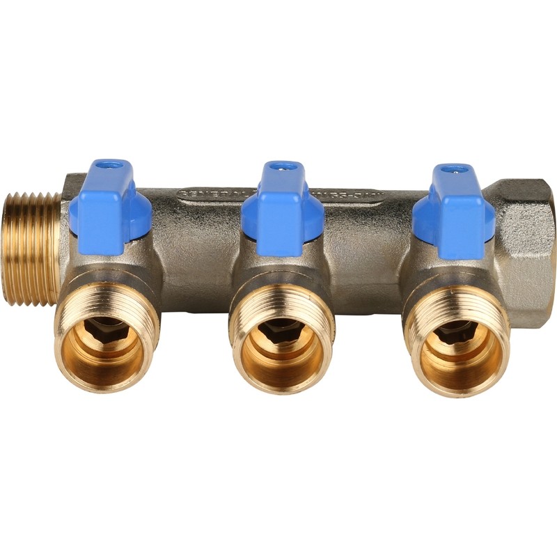 Коллектор с шаровыми кранами Stout SMB 6201 341203 на 3 выхода 1/2 дюйма 