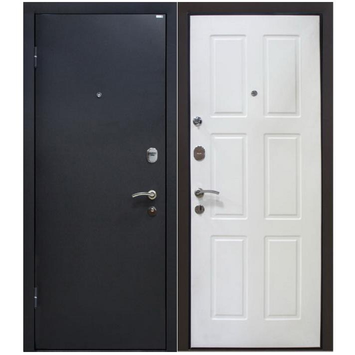 Дверь входная металлическая МеталЮр М21 левая 2050х860 мм снаружи металл Черный бархат внутри МДФ белая