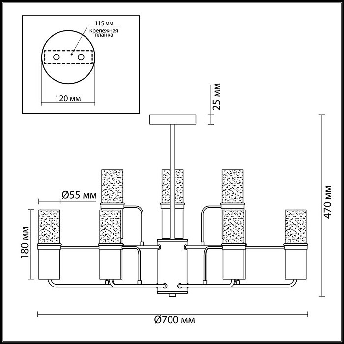 Люстра подвесная Lumion Nevada 4403/9C никель/хром E14 9х40W 220V