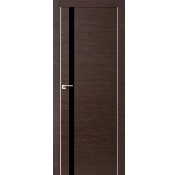 Дверное полотно Profil Doors 6Z экошпон Венге кроскут стекло черное 2000х600 мм с врезкой под магнитный замок и скрытые петли