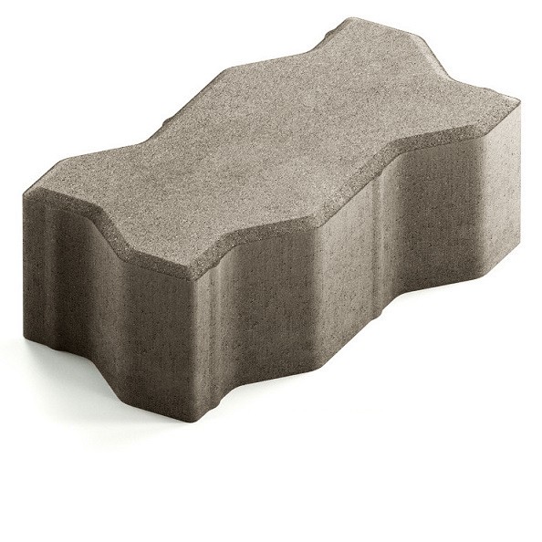 Тротуарная плитка Steingot Сити 80 из серого цемента с полным прокрасом зигзаг серая 225х112,5х80 мм