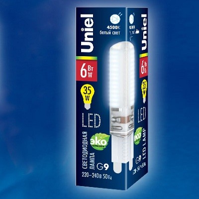 Лампа светодиодная Uniel LED-JCD-6W/NW/G9/CL SIZ03TR 