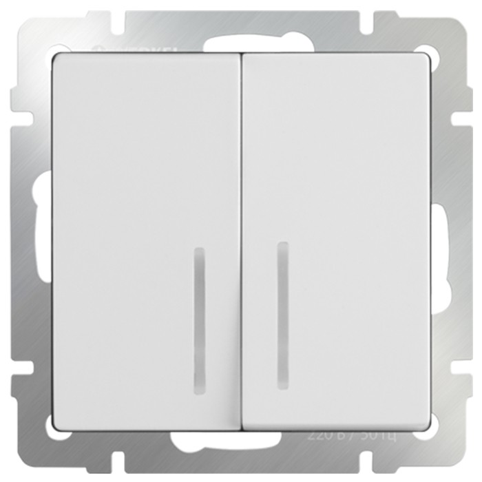 Механизм выключателя Werkel WL01-SW-2G-2W-LED двухклавишный проходной с индикатором белый