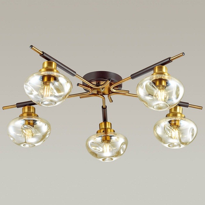 Люстра потолочная Lumion Yoshi 4405/5C коричневая/золотая E14 5х40W 220V