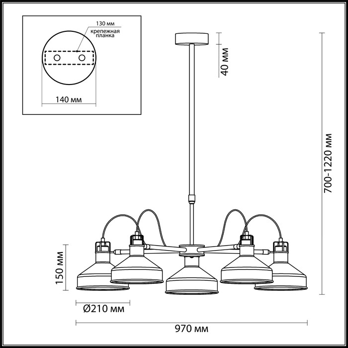 Люстра подвесная Odeon Light Lurdi 3330/5 серая Е27 5х40W