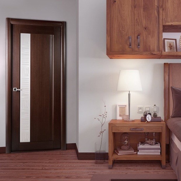 Дверное полотно Belwooddoors Ланда Венге стекло мателюкс 2000х600 мм