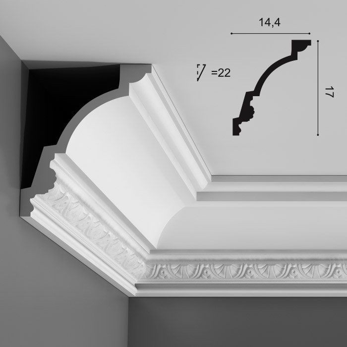 Карниз потолочный полиуретановый Orac Decor Luxxus C301 2000х144х170 мм