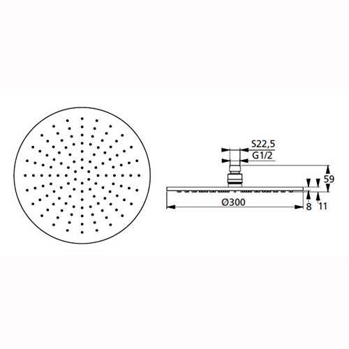 Верхний душ Ideal Standard Idealrain L1 B9443АА 300 мм