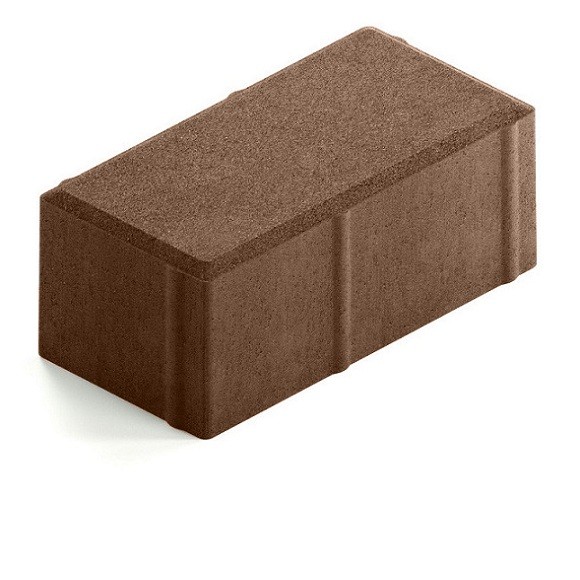 Брусчатка Steingot Сити 80 из серого цемента с полным прокрасом прямоугольник коричневая 200х100х80 мм