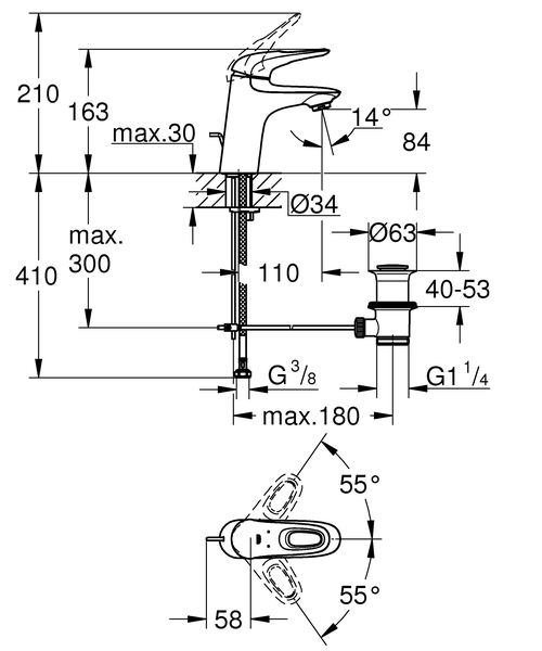 Смеситель для раковины Grohe Eurostyle 23564003