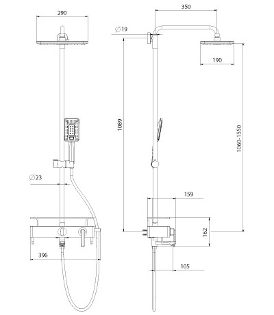 Душевая стойка Lemark Mista LM6462WG со смесителем