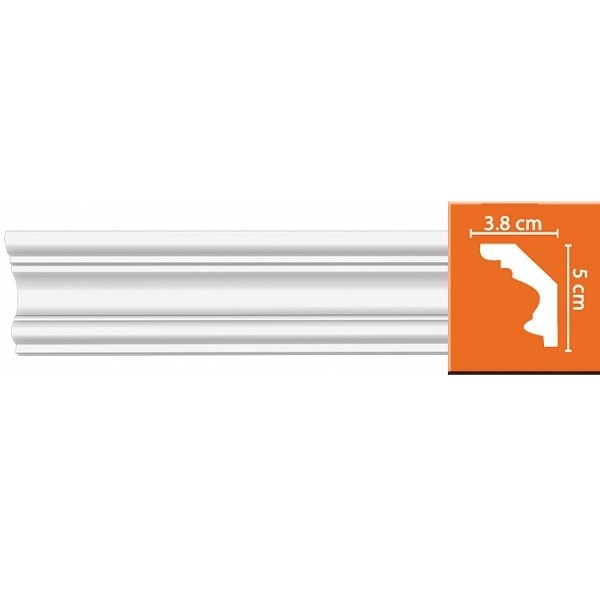 Плинтус потолочный полиуретановый Decomaster 96686F 2400х38х50 мм