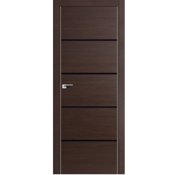 Дверное полотно Profil Doors 20Z экошпон Венге кроскут стекло VG черный глянец 2000х600 мм с врезкой под магнитный замок и скрытые петли