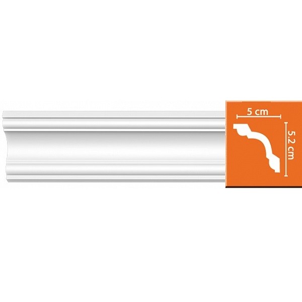 Плинтус потолочный полиуретановый Decomaster 96628F 2400х50х52 мм